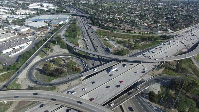 4K Aerial View of Los Angeles Freeway California.MOV