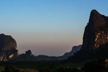 Naklejka premium landscape Mountain with sunset in Krabi Thailand