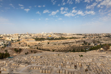 Fototapeta na wymiar The Temple Mount as Seen from The Mount of Olives