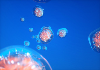 Medical research cell 3d render
