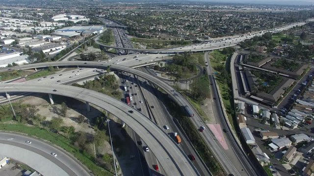 4K Aerial View of Los Angeles Urban Residential Freeway Anaheim California 03.MOV
