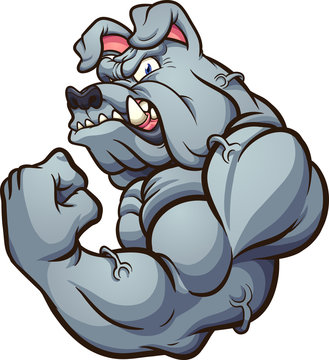 Strong cartoon bulldog mascot clip art. Vector illustration with simple gradients. All in a single layer. 