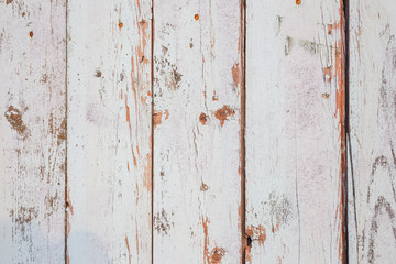 Texture of white painted wooden old fence boards