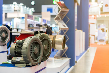 Close up modern and high technology of industrial centrifugal vortex or pressure blower with motor...