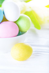 Colorful easter eggs. Happy Easter card
