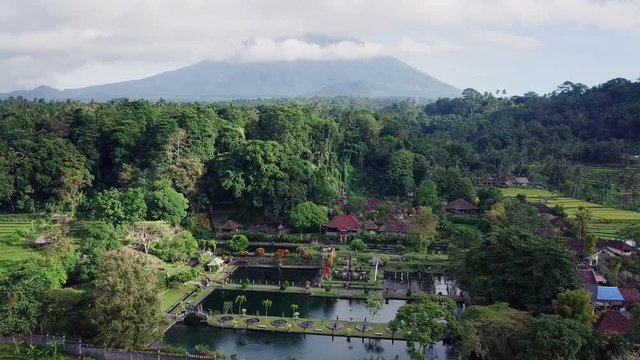Aerial view of Tirta Gangga royal water garden.