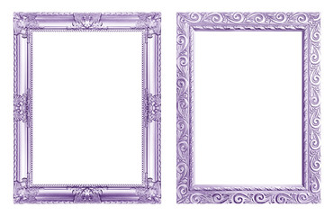 Set 2 - Antique purple frame isolated on white background, clipping path