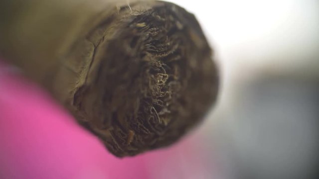 Extreme close up of cuban cigar