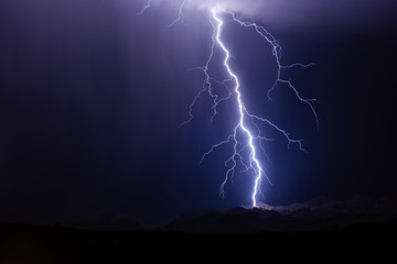 Naklejka na ściany i meble Lightning bolt strike from a storm