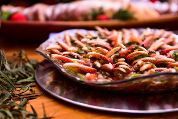  hors d'oeuvre, antipasto, brazilian snacks, crab stew, gourmet crab claw appetizer, delicious seafood dish, fresh crab claw on plate, tasty seafood delicacy, fresh cooked crab