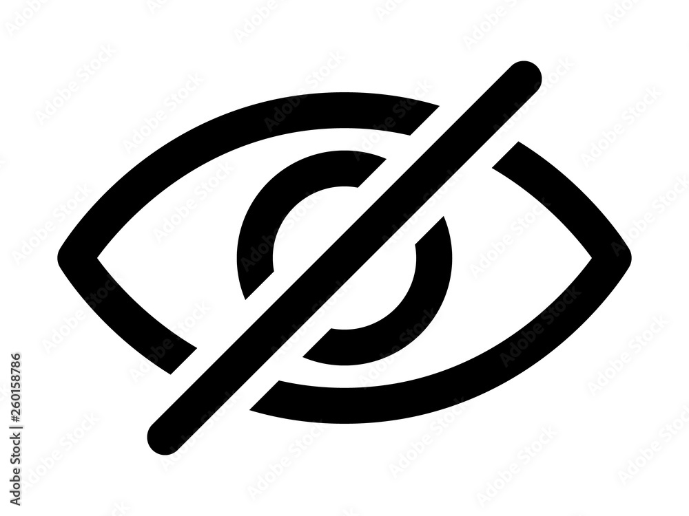 Wall mural hidden from view eye crossed out line art vector icon for apps and websites