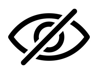 Hidden from view eye crossed out line art vector icon for apps and websites