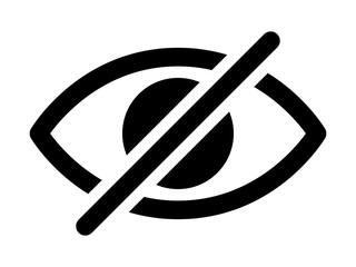 Hidden from view eye crossed out flat vector icon for apps and websites