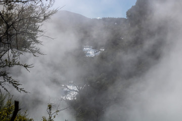 The Waikato river flows through the Geo-Thermal park, Wai-O-Tapu, Rotorua, New Zealand
