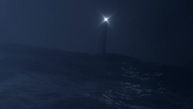 Lighthouse View from a Stormy Ocean