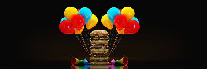 hamburger. 3d rendering