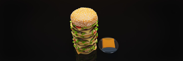 hamburger tower. 3d rendering