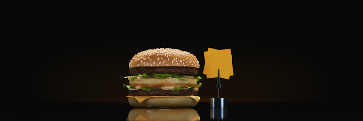 hamburger. 3d rendering