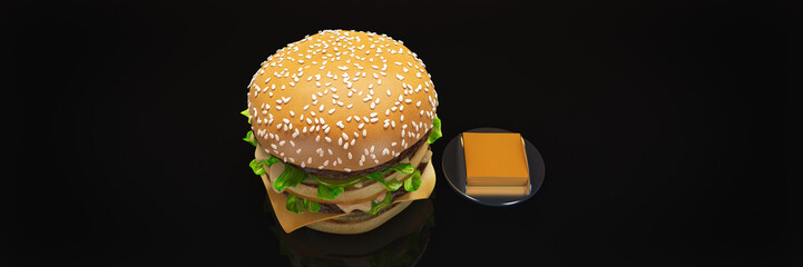 hamburger. 3d rendering