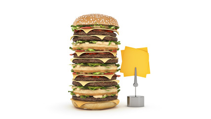 hamburger tower. 3d rendering