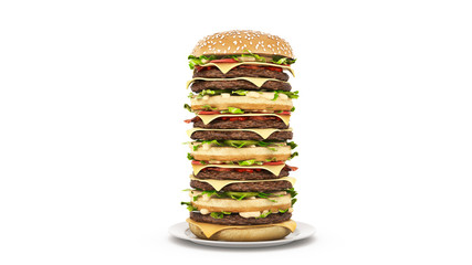 hamburger tower. 3d rendering