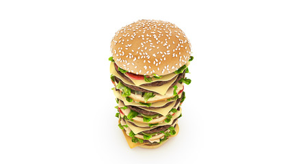 hamburger tower. 3d rendering