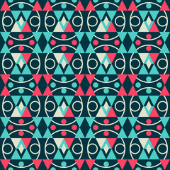 Retro style abstract geometric colored seamless pattern.