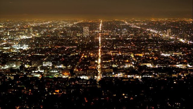 Time lapse of Los Angeles by night - aerial view - travel photography