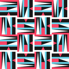 Retro style abstract geometric colored seamless pattern.