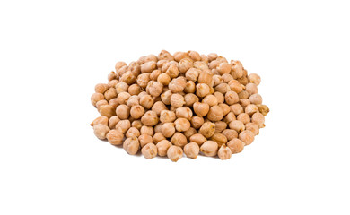 chickpea heap isolated on white background. nutrition. bio. natural food ingredient.