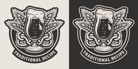 Vintage brewing monochrome label