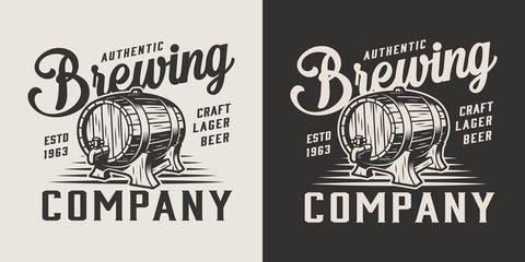 Obraz premium Vintage monochrome brewing company logo