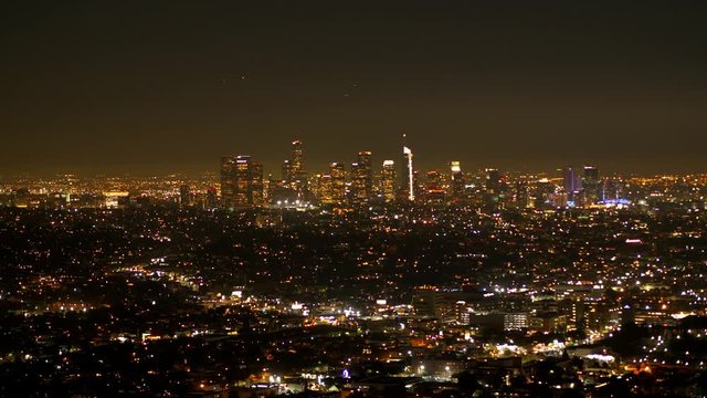 Los Angeles by night - aerial view from the Hollywood Hills - travel photography