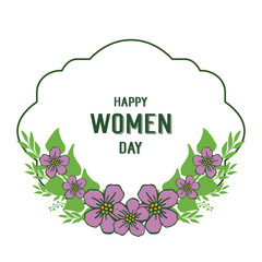 Vector illustration happy women day with purple flower frame