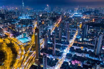Obraz premium Top view of Hong Kong city