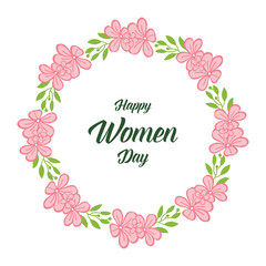 Vector illustration crowd of pink flower frames blooms with happy women day cards