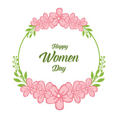 Fototapeta na wymiar Vector illustration pattern art pink flower frame for template happy women day