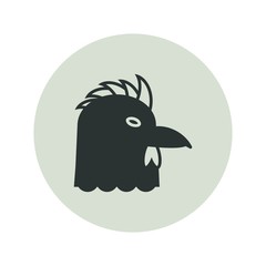 rooster icon on grey circle background.- vector