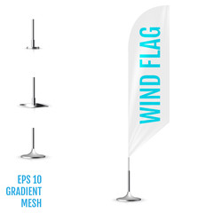 Realistic white banner flag 3d mockup. 