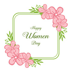 Vector illustration beauty green leafy flower frame with happy women day design