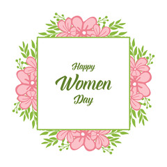 Vector illustration texture pink flower frame with decor of happy women day