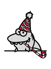 hai schild geburtstags spaß feiern party geschenk hut paket cool lustig comic cartoon design gefährlich meer tauchen schwimmen clipart