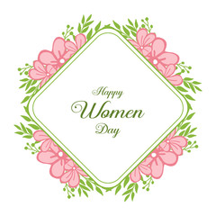 Vector illustration ornate of pink wreath frame for shape of happy women day
