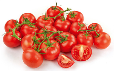 Tomatoes on a white background.