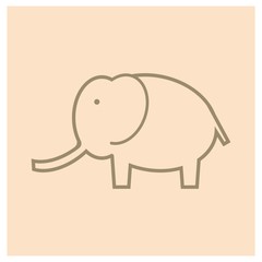 Elephant icon in line style on orange background color.- vector