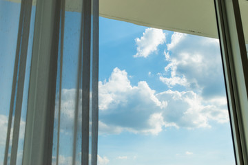 cloud on sky through the window