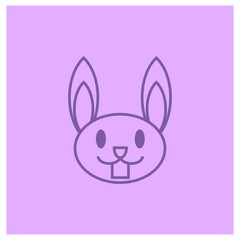 Bunny icon on purple background.- vector