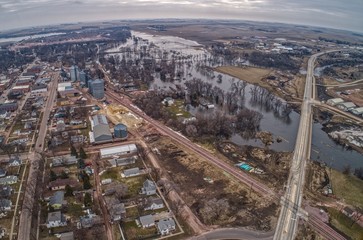 Fototapeta na wymiar Dell Rapids is a small Town in Eastern affected by the 2019 Flooding of the Big Sioux River