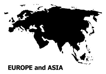 Vector Flat Map of Europe and Asia with Caption