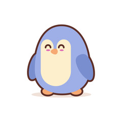 cute little penguin cartoon comic character with smiling face happy emoji anime kawaii style funny animals for kids concept